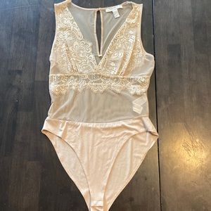 Forever 21 Cream Lace Bodysuit
